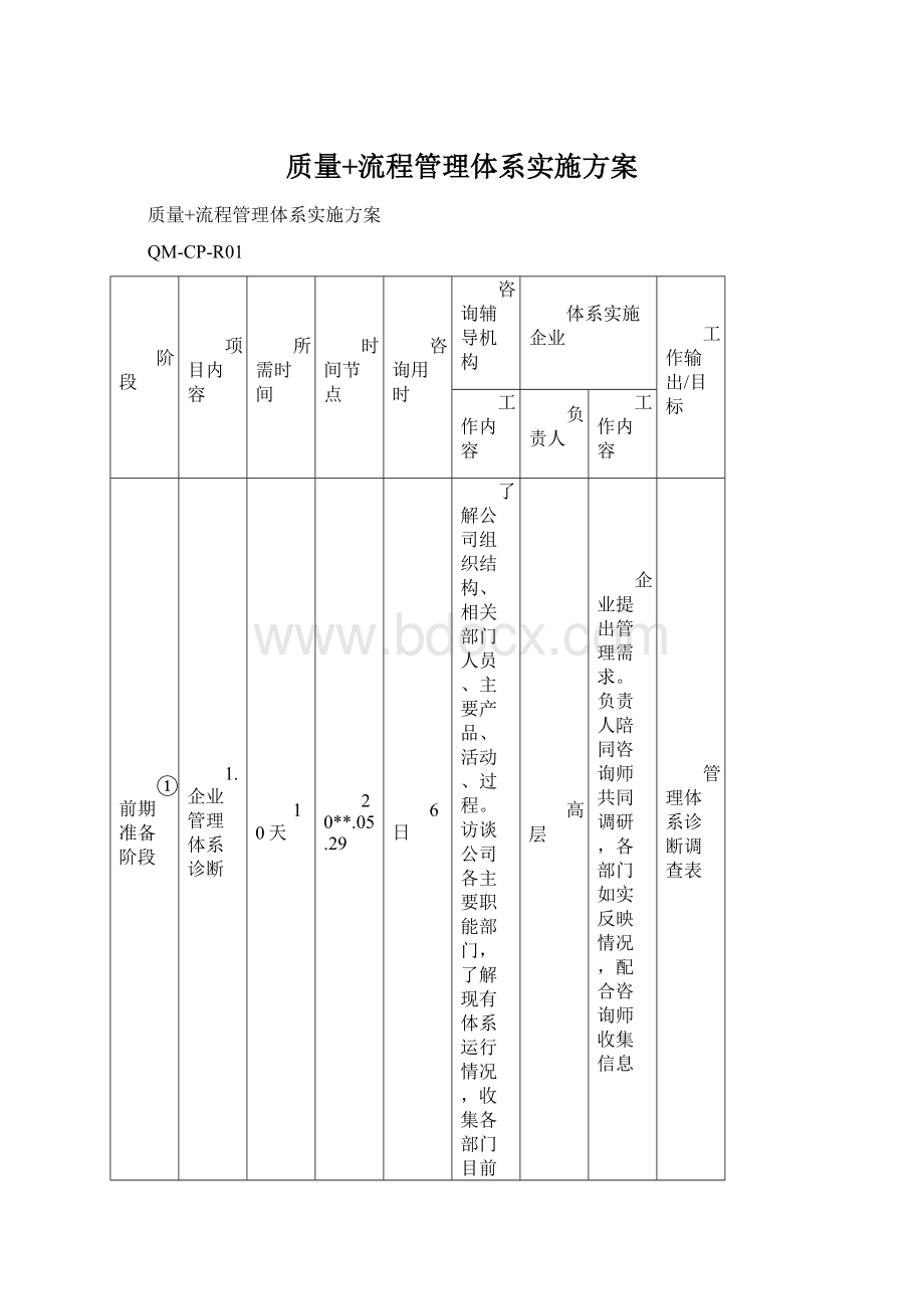 质量+流程管理体系实施方案.docx_第1页