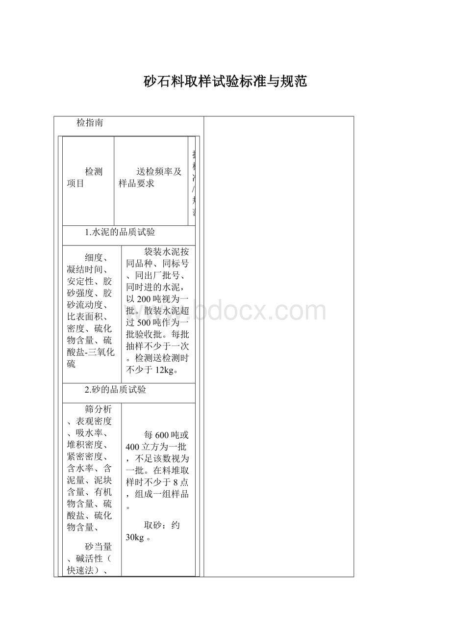 砂石料取样试验标准与规范文档格式.docx