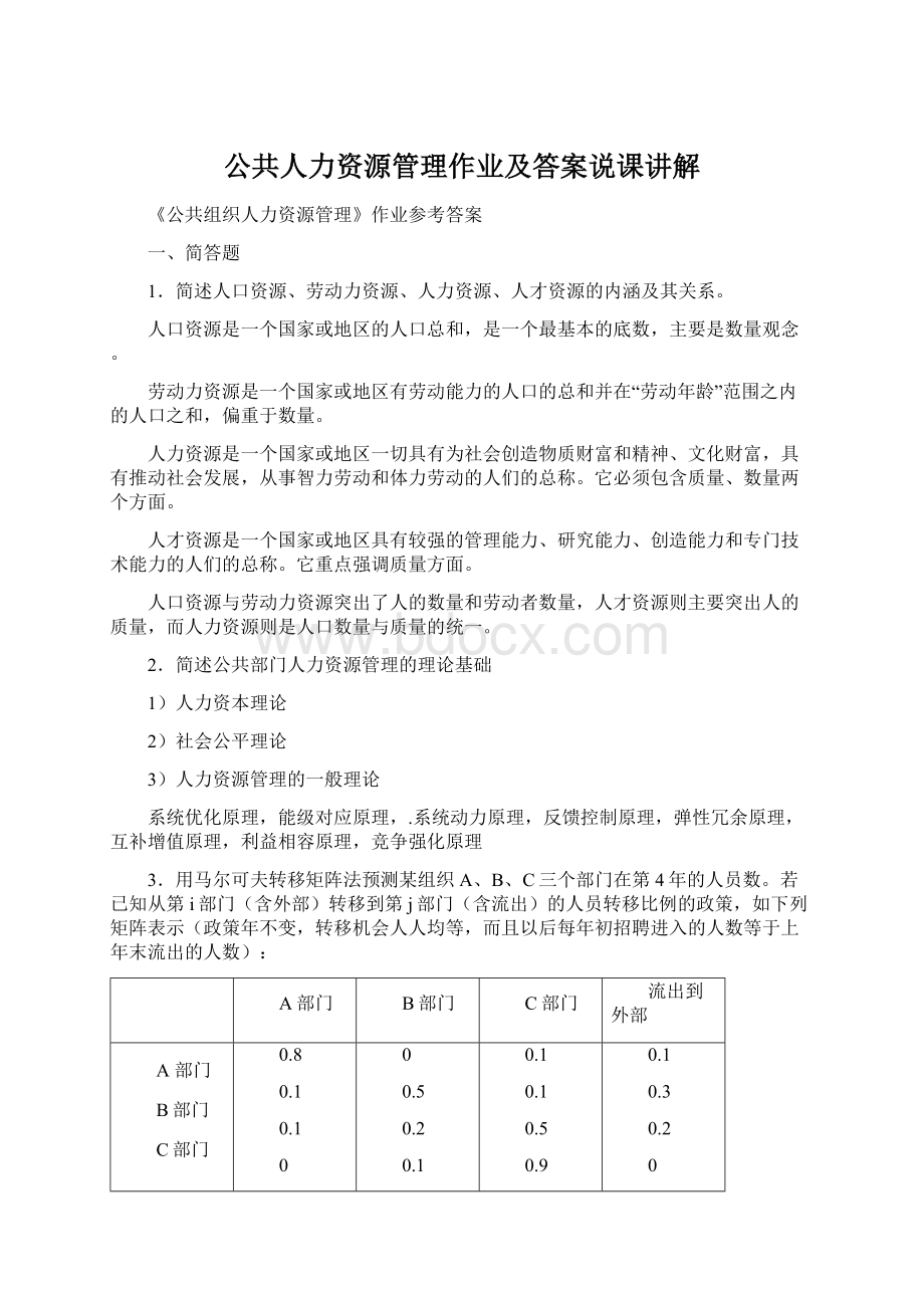 公共人力资源管理作业及答案说课讲解.docx