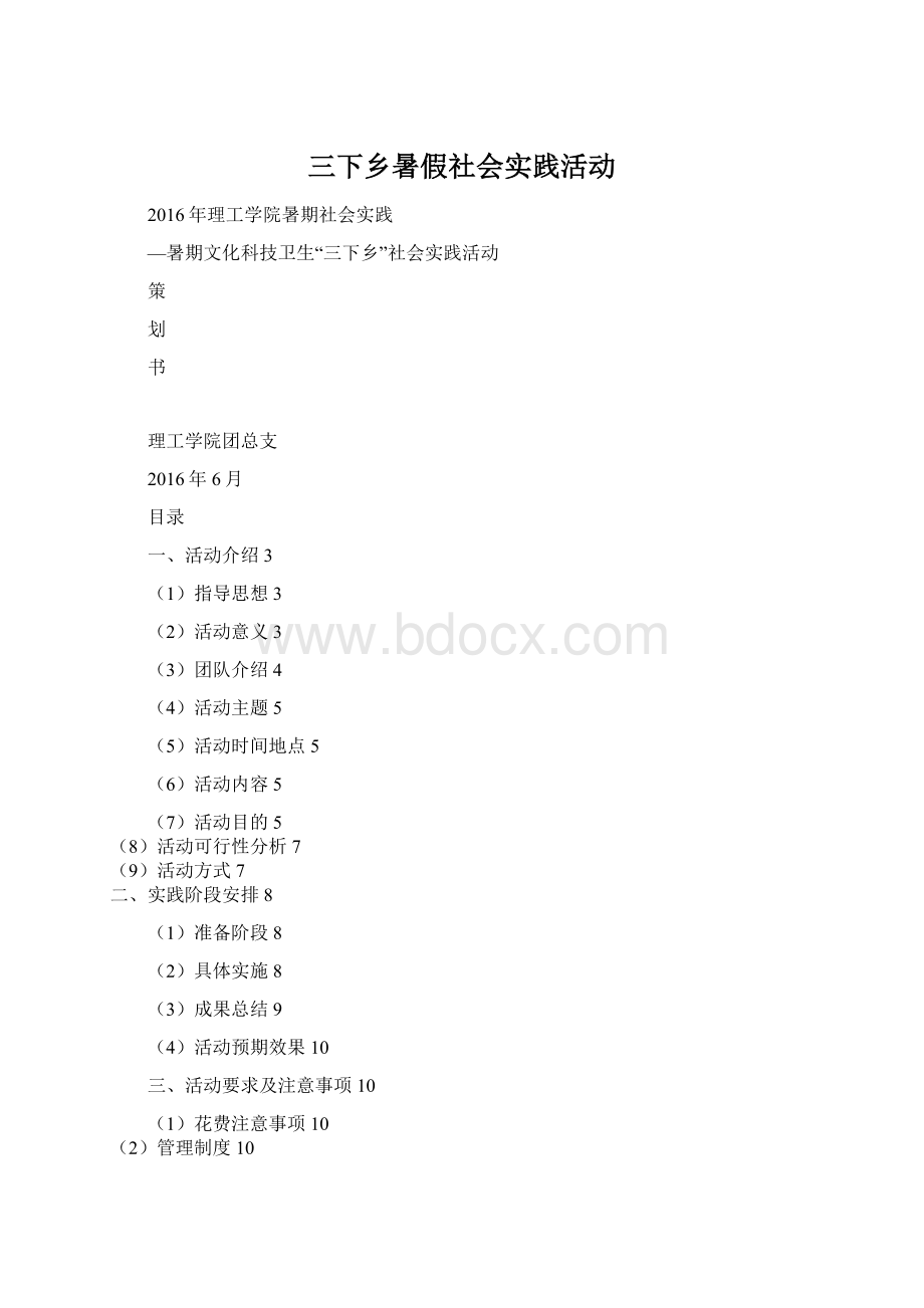 三下乡暑假社会实践活动文档格式.docx