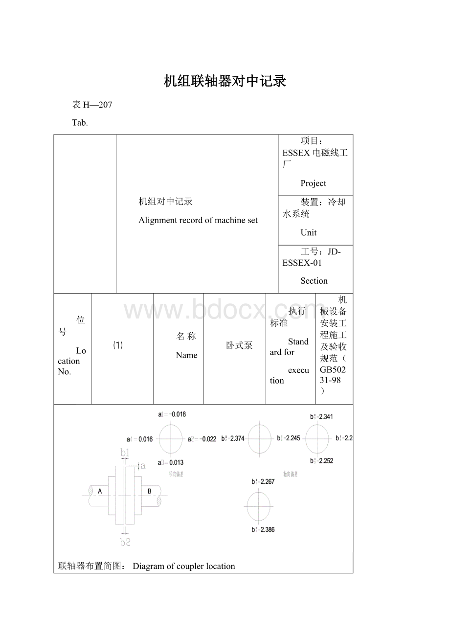 机组联轴器对中记录Word下载.docx