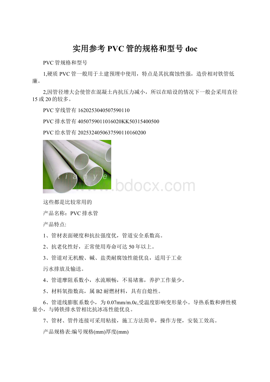 实用参考PVC管的规格和型号doc.docx_第1页