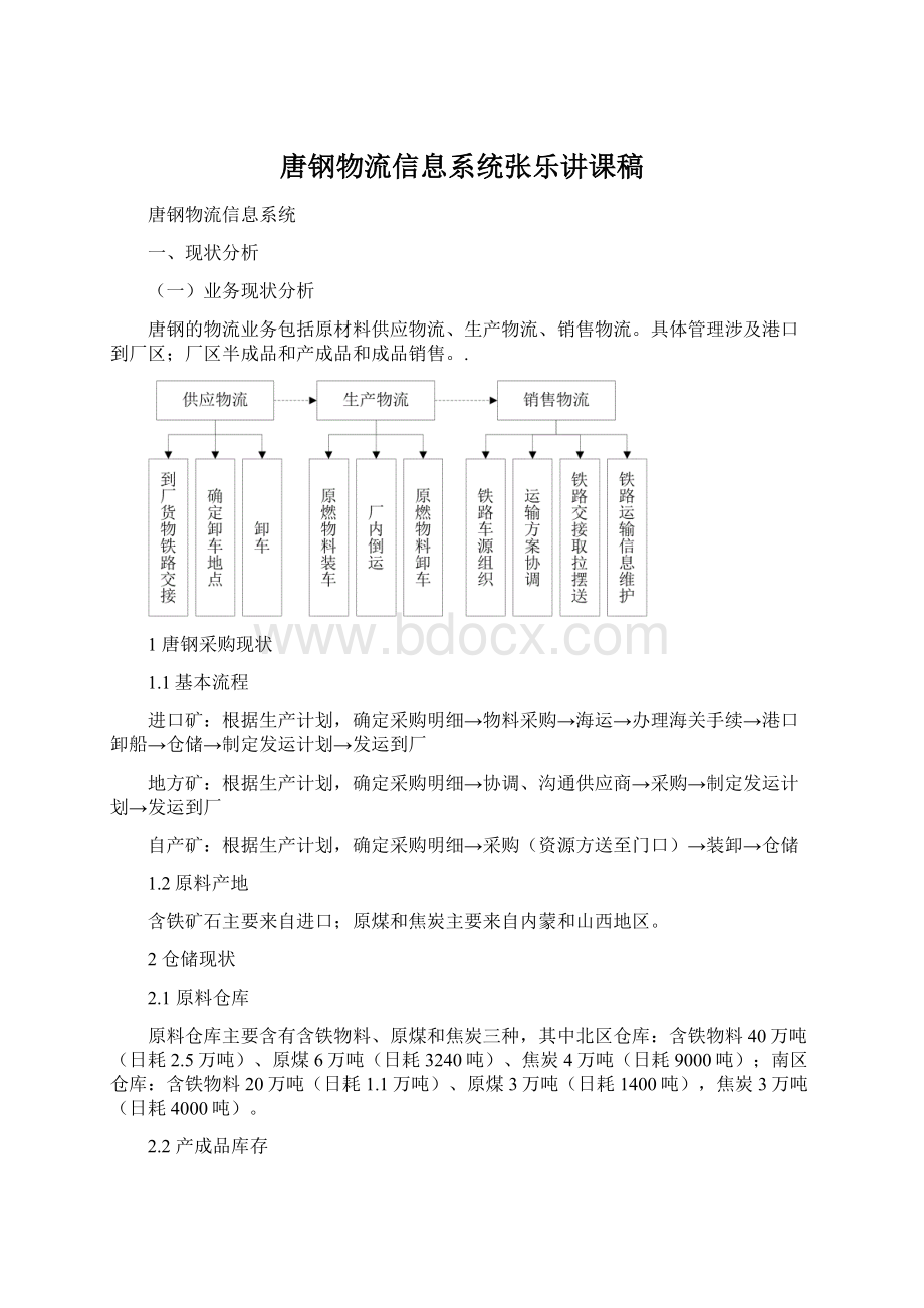 唐钢物流信息系统张乐讲课稿.docx