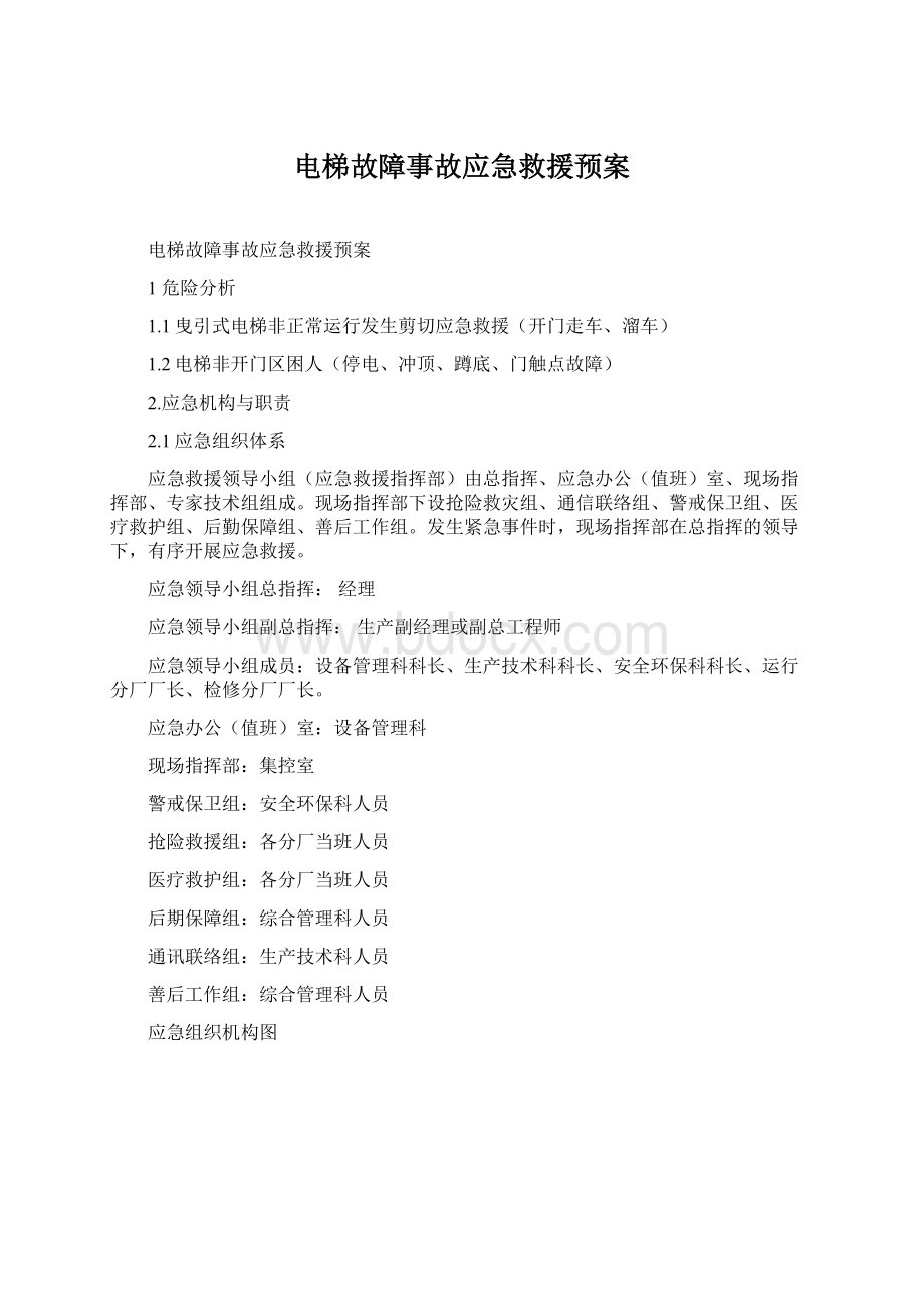 电梯故障事故应急救援预案.docx