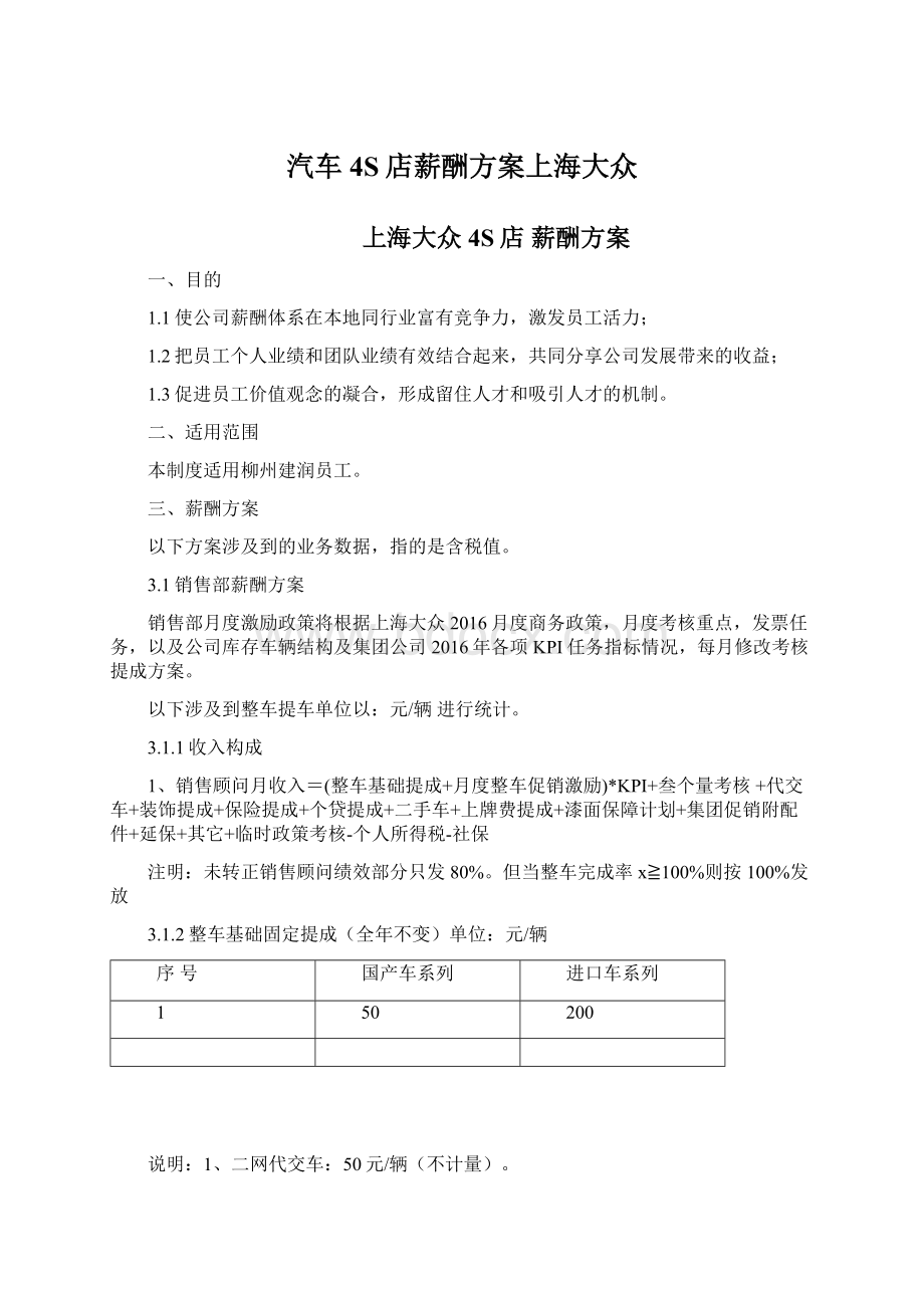 汽车4S店薪酬方案上海大众.docx