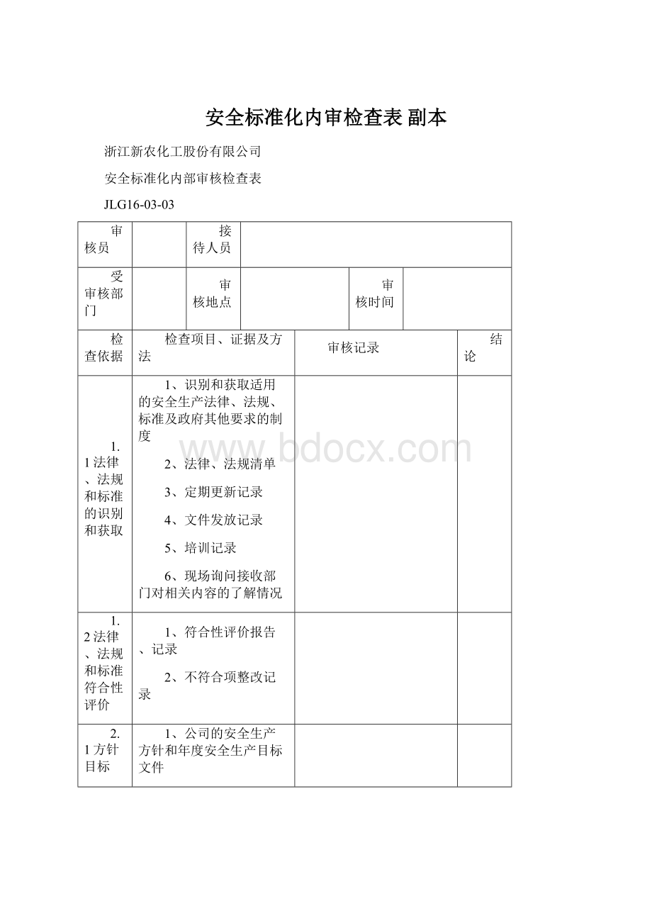 安全标准化内审检查表副本.docx_第1页