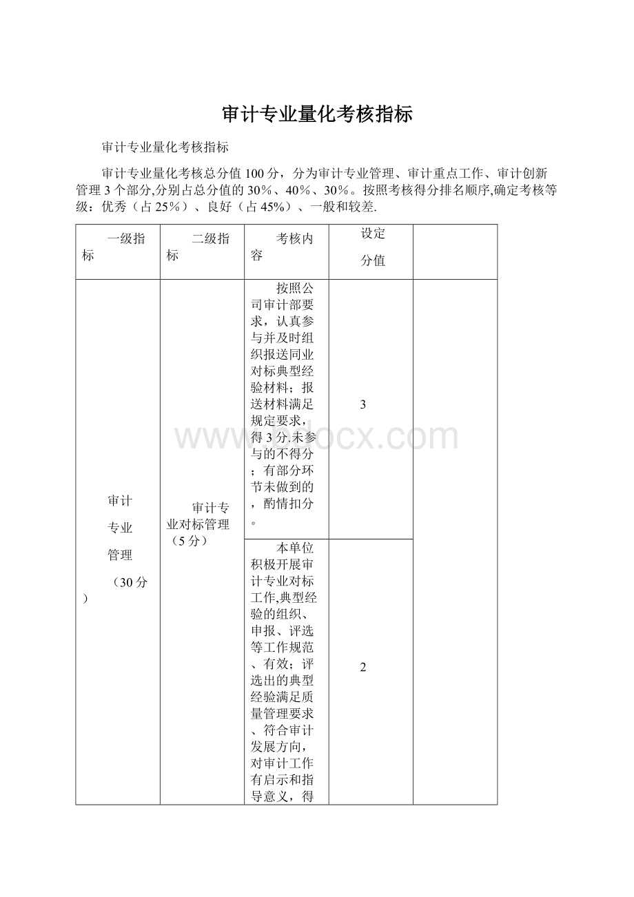 审计专业量化考核指标.docx_第1页