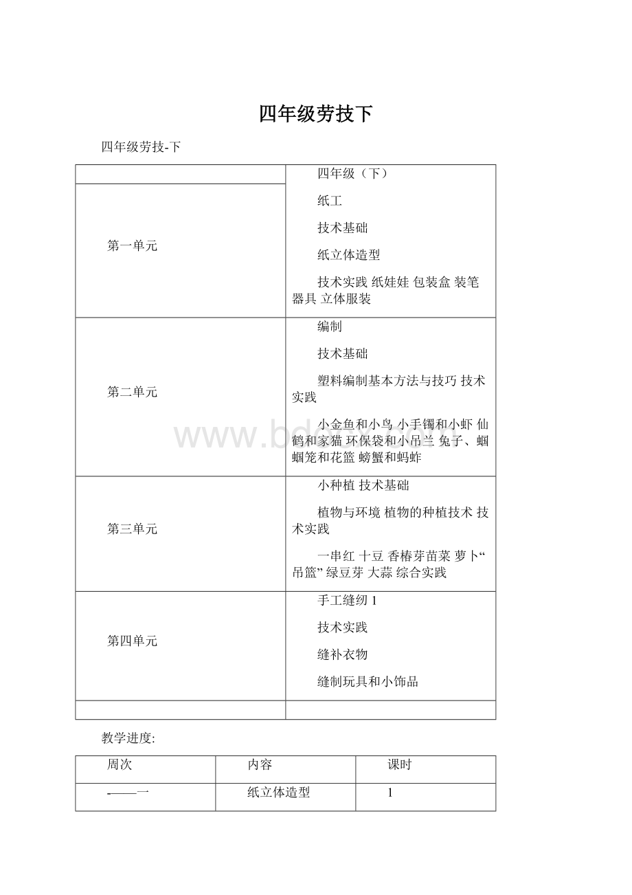 四年级劳技下Word格式.docx_第1页