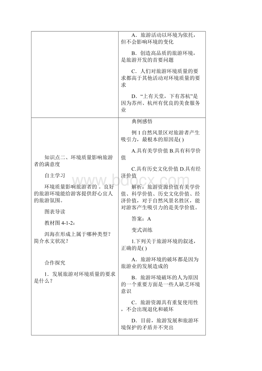 学年高中地理 第四单元 区域综合开发与可持续发展 41 旅游对地理环境的影响学案.docx_第2页