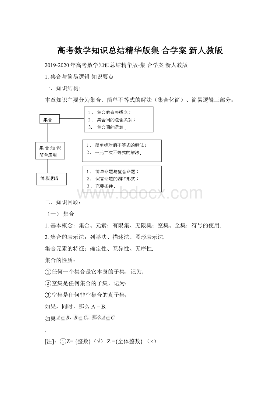 高考数学知识总结精华版集 合学案 新人教版.docx_第1页