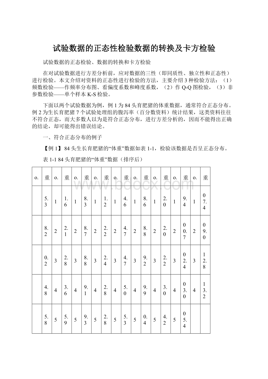 试验数据的正态性检验数据的转换及卡方检验.docx_第1页