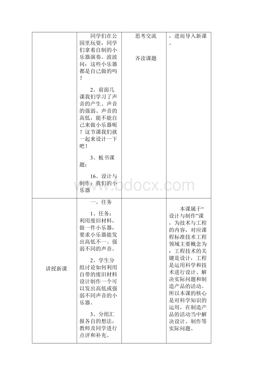 粤教粤科版小学科学四上第三单元第16课《设计与制作我们的小乐器》教案.docx_第2页