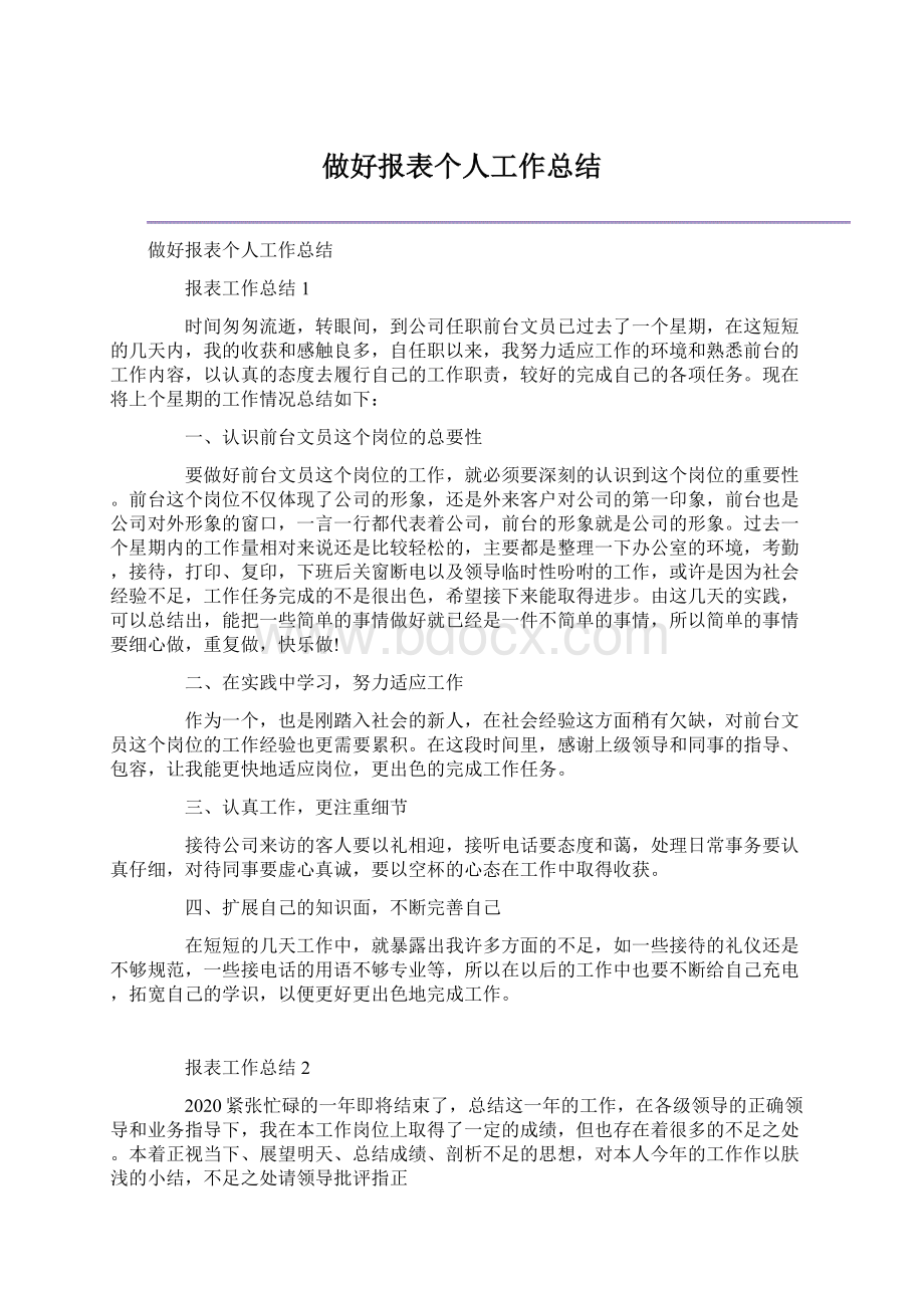 做好报表个人工作总结.docx