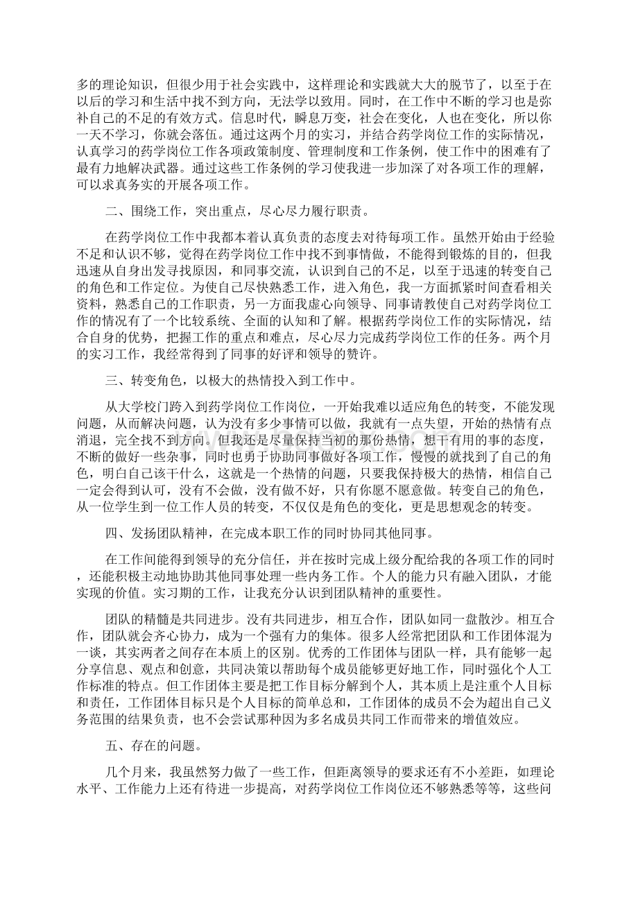 药学专业毕业实习总结范文Word格式.docx_第2页