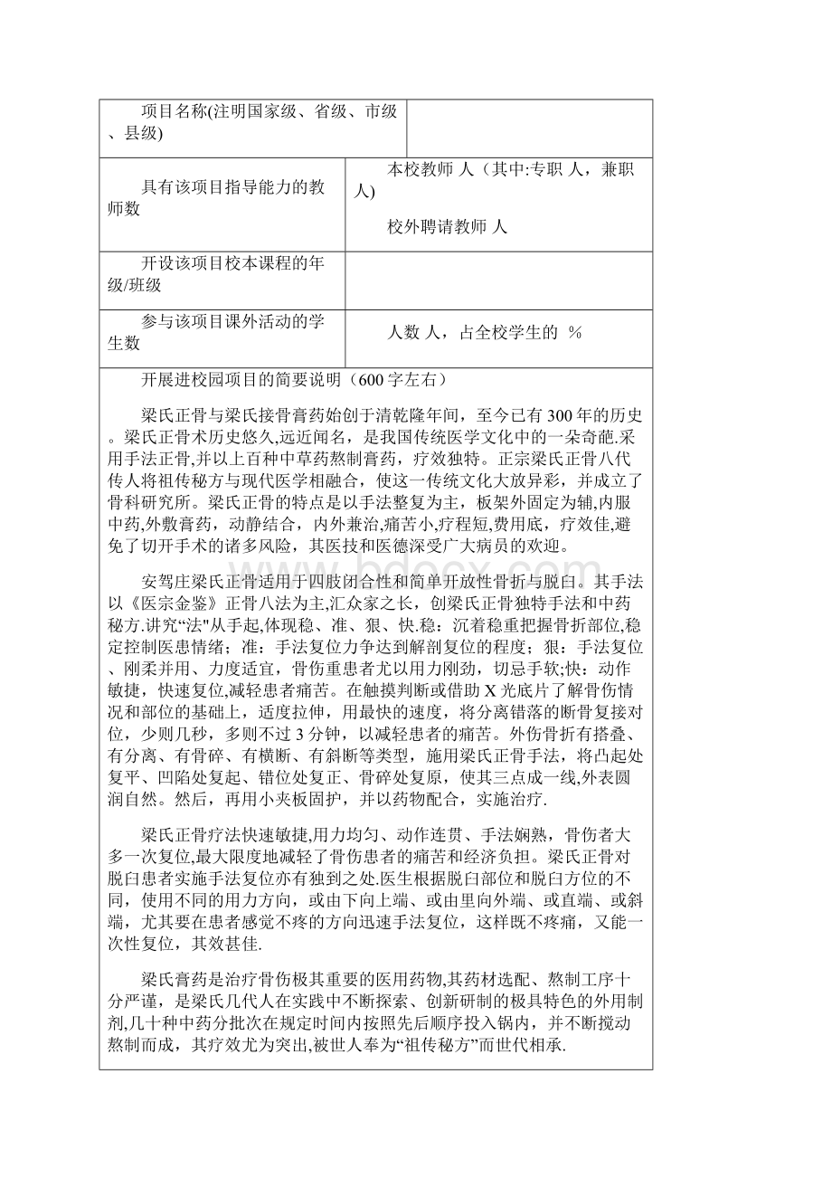 优秀非物质文化遗产进校园项目申报表.docx_第2页