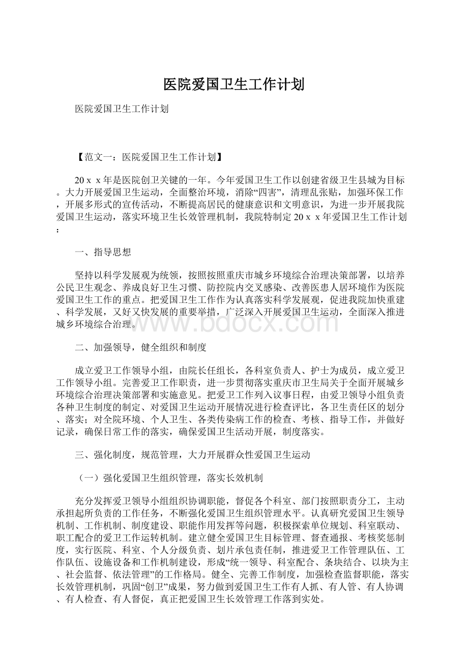 医院爱国卫生工作计划.docx