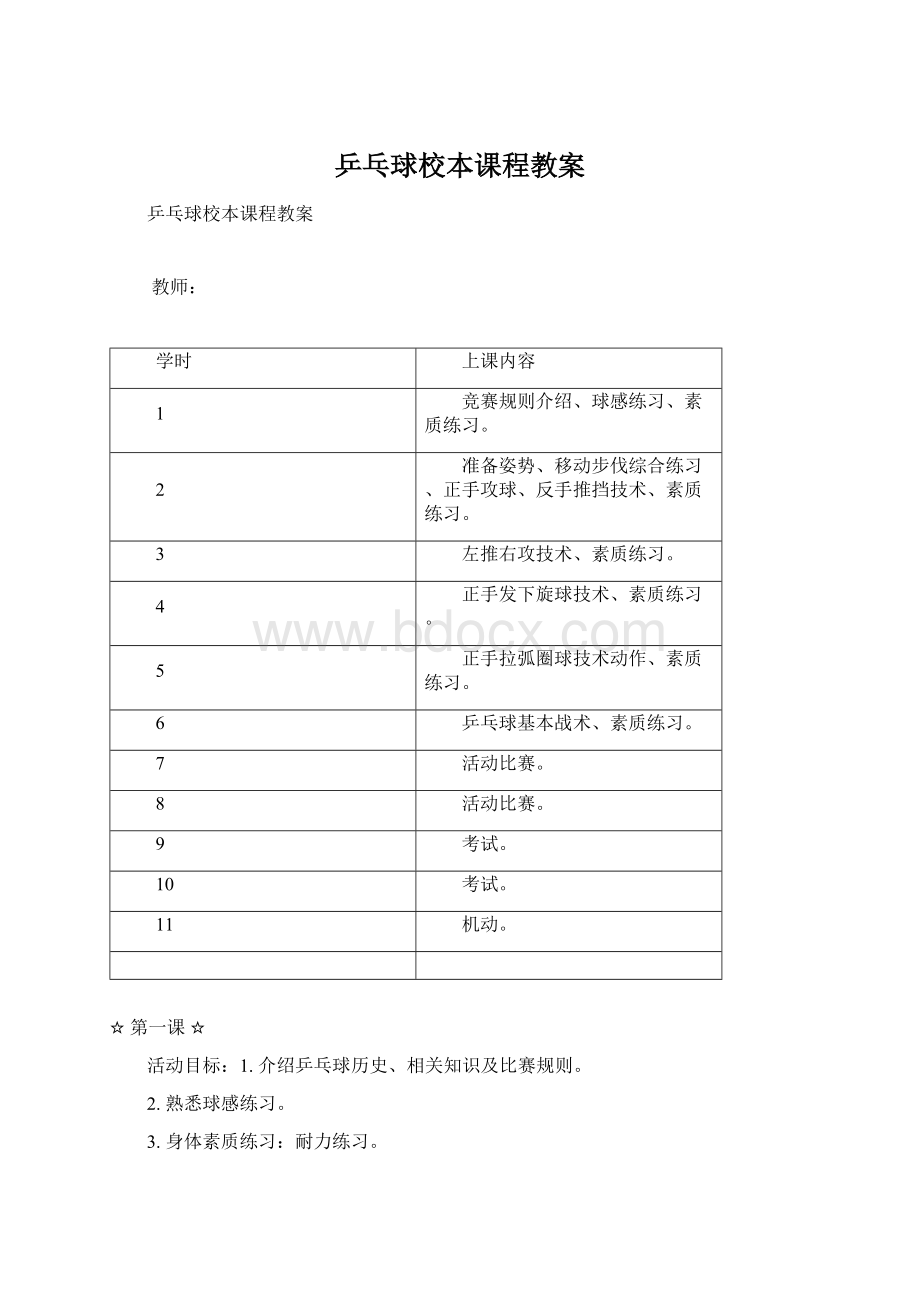 乒乓球校本课程教案.docx_第1页