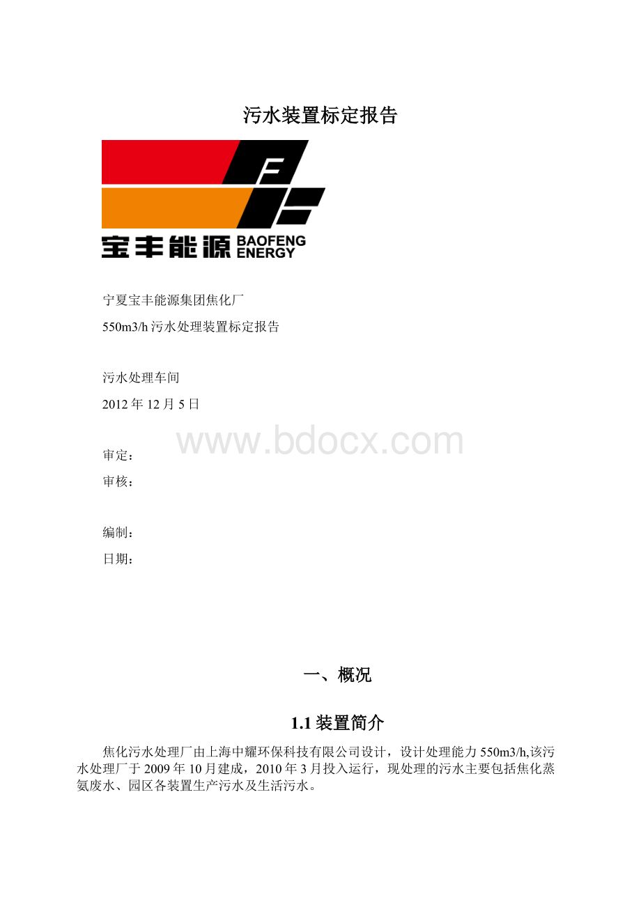 污水装置标定报告.docx