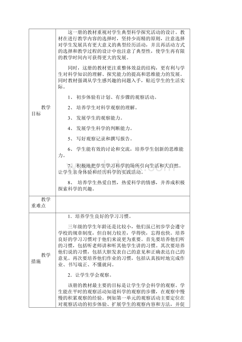 苏教版 小学科学 三年级上册 教案全册表格式.docx_第3页