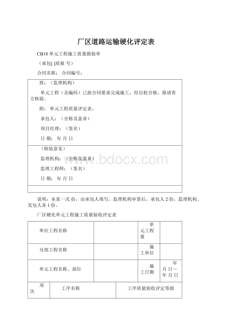 厂区道路运输硬化评定表.docx_第1页