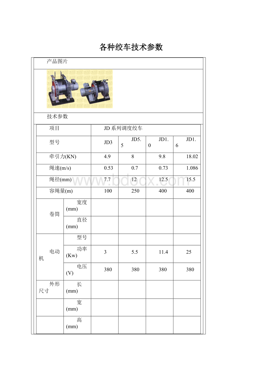 各种绞车技术参数.docx