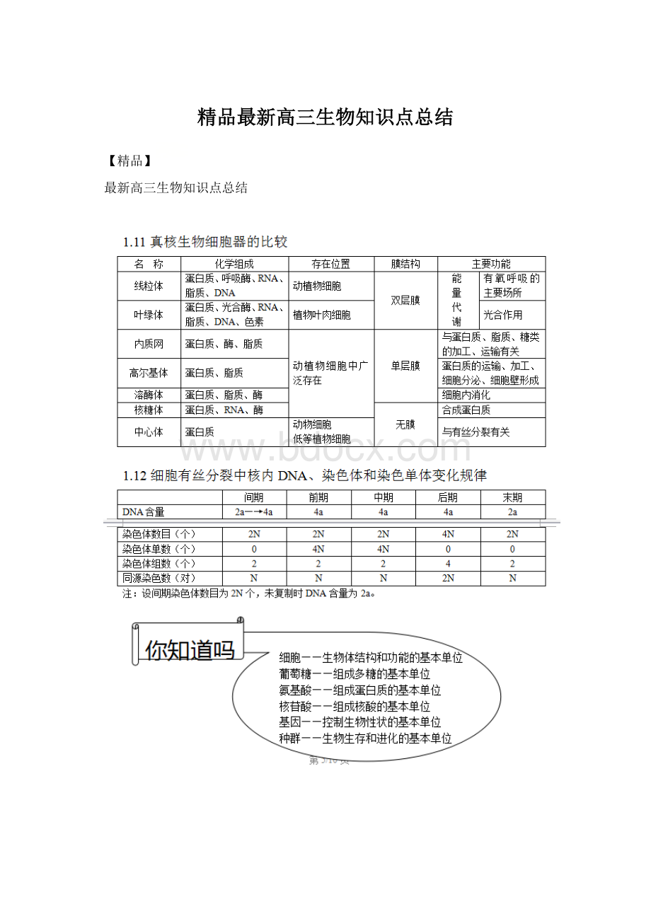 精品最新高三生物知识点总结.docx_第1页