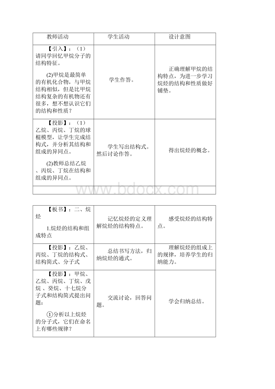 高中化学最简单的有机化合物甲烷第二课时 烷烃教学设计学情分析教材分析课后反思Word格式.docx_第2页