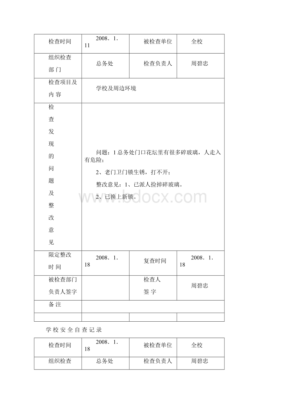 学校安全自查记录.docx_第2页