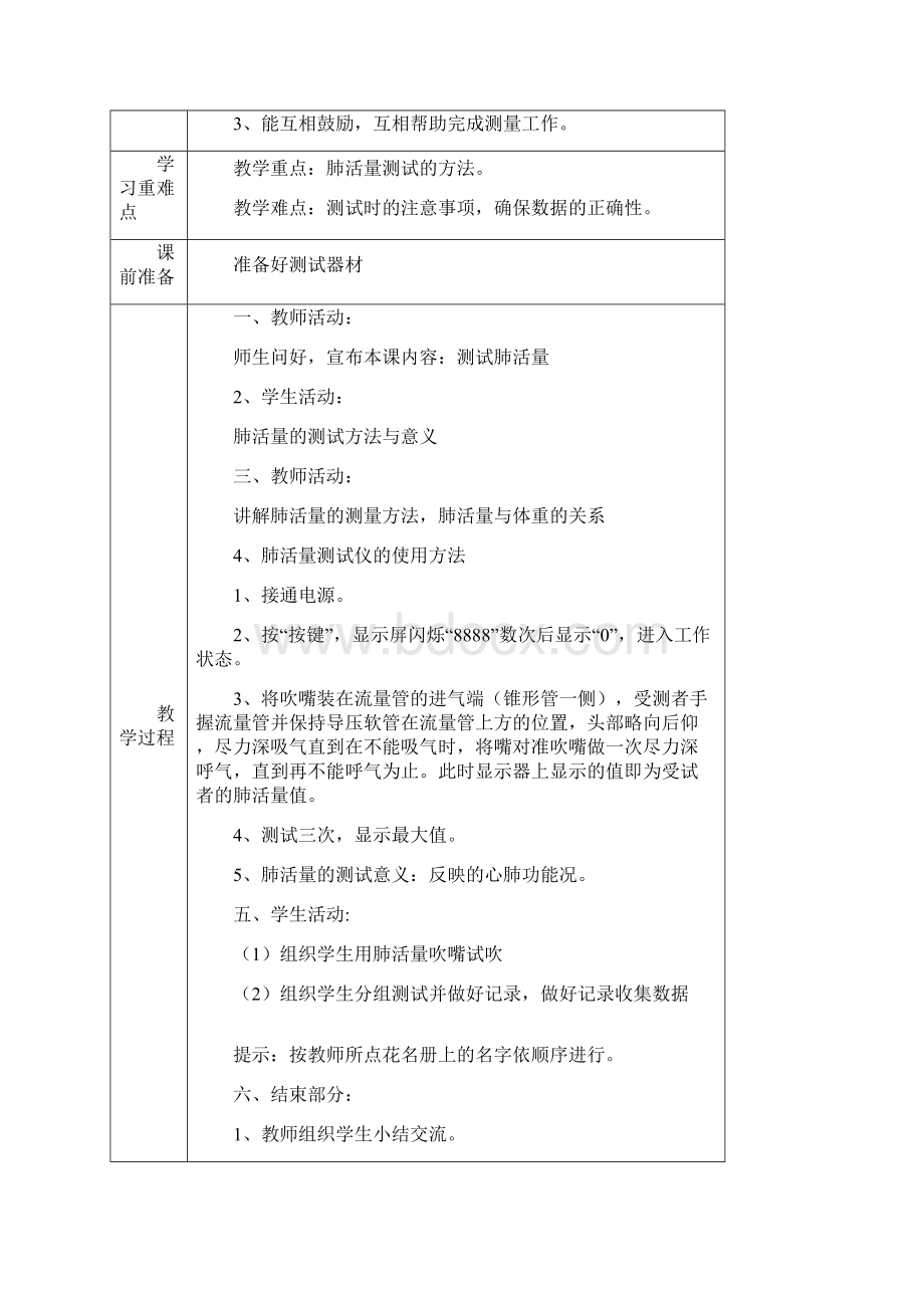 小学体育体质健康监测单元教学设计50米仰卧起坐坐位体前屈跳绳测试教案.docx_第3页