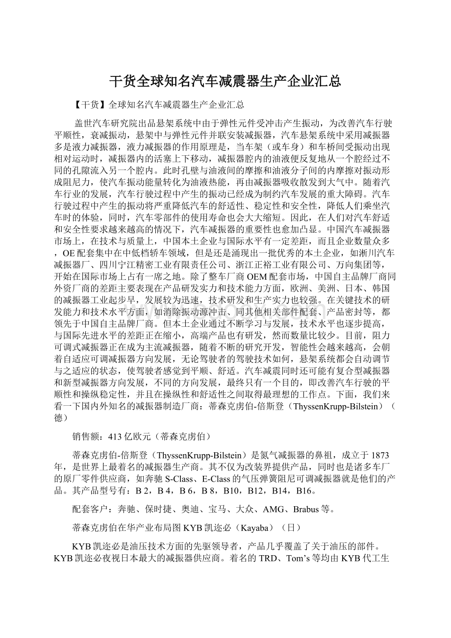 干货全球知名汽车减震器生产企业汇总.docx