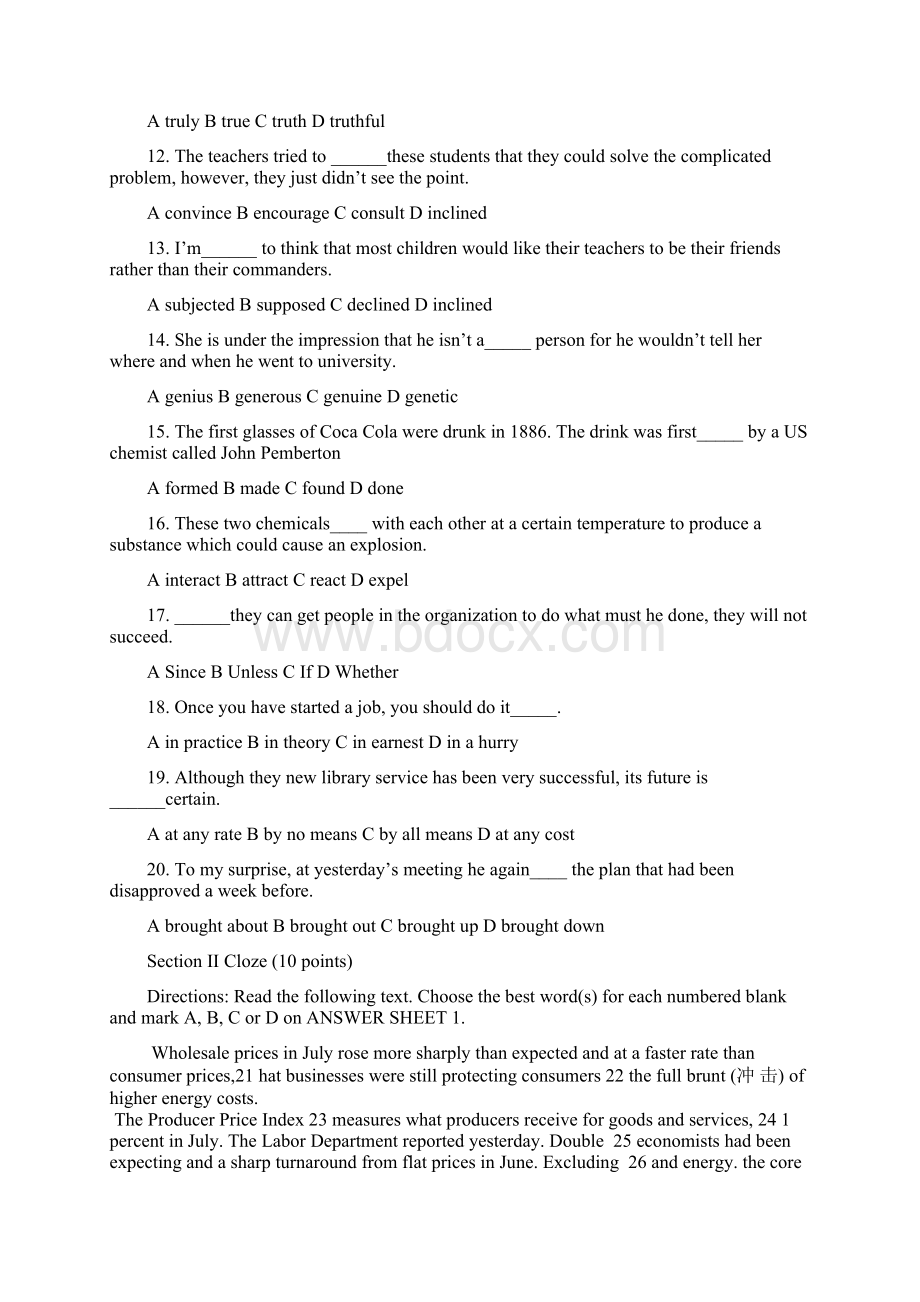 全国攻读工商管理硕士研究生入学考试英语试题Word文档下载推荐.docx_第2页