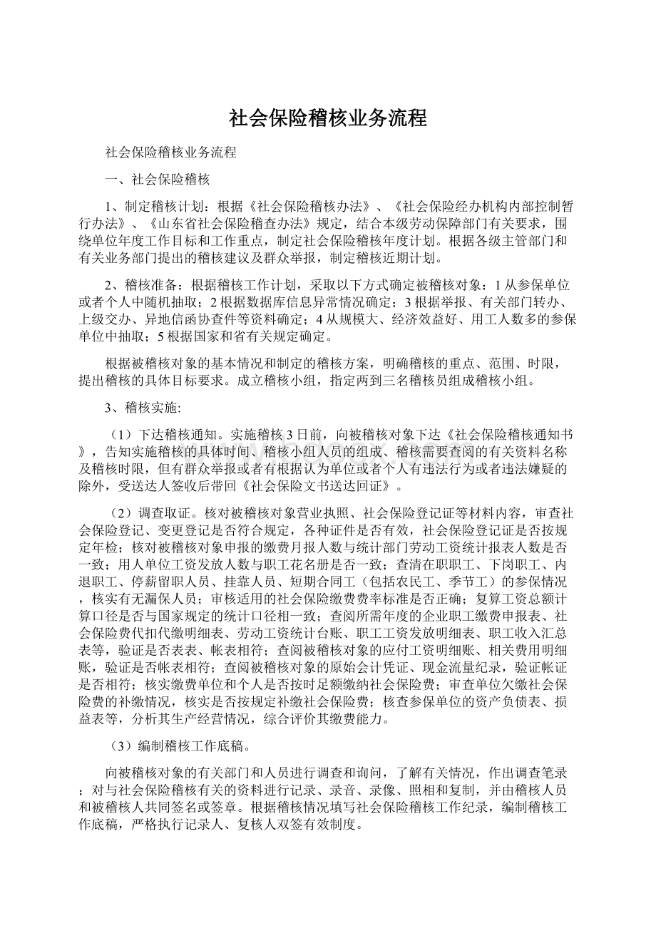 社会保险稽核业务流程文档格式.docx