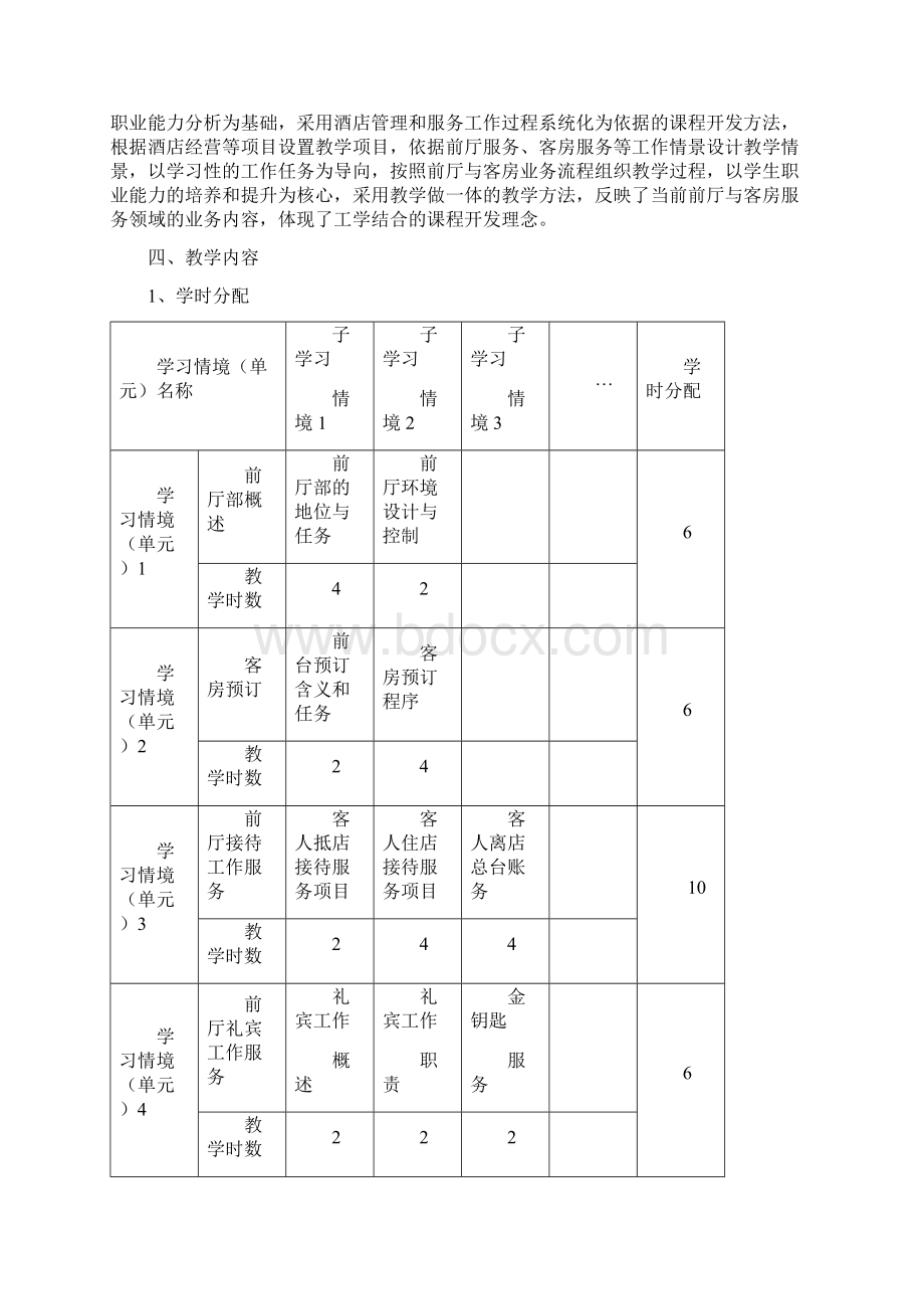 《前厅客房服务与管理》课程标准Word文档下载推荐.docx_第3页