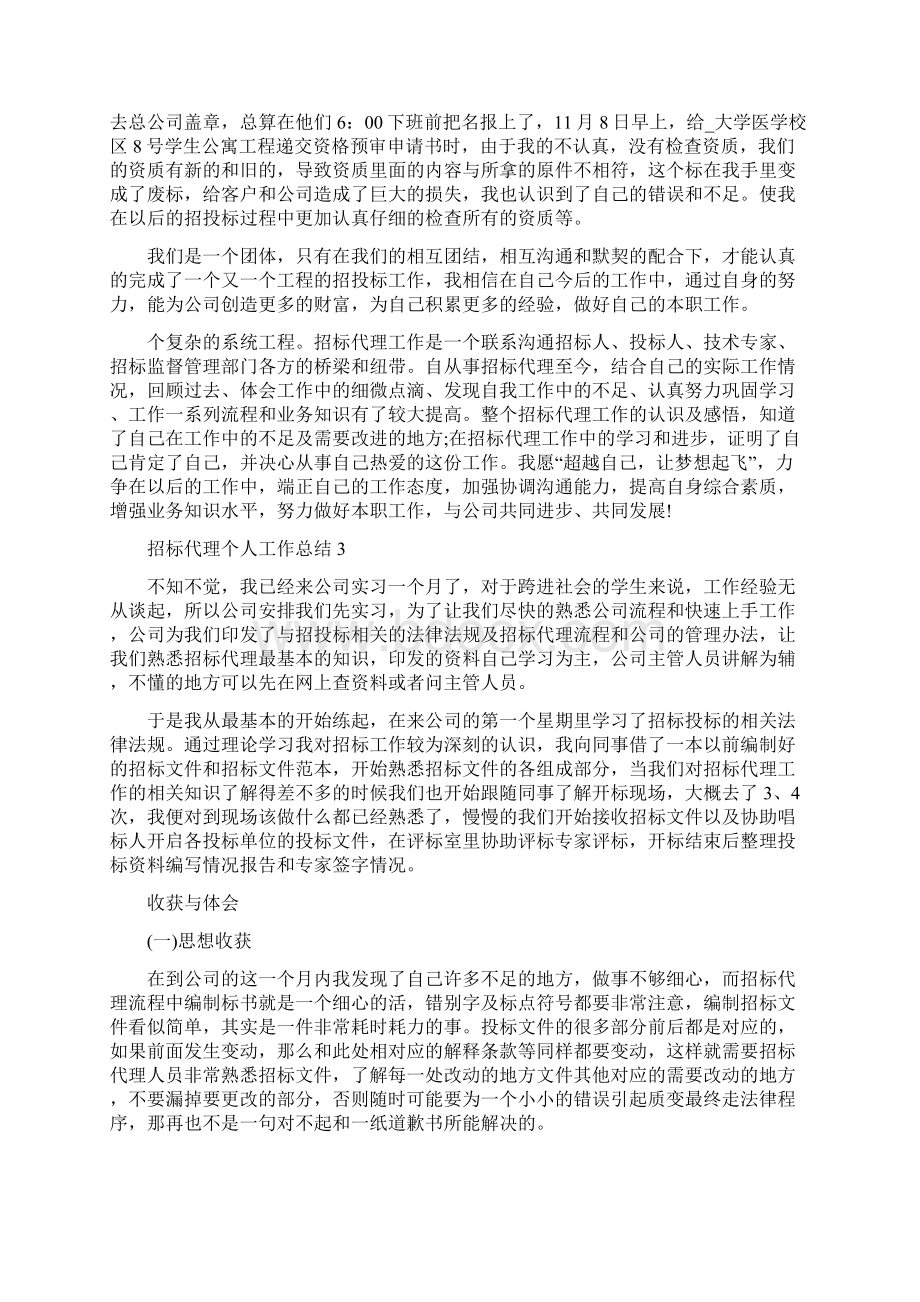 招标代理个人工作总结5篇精编版Word文档格式.docx_第2页