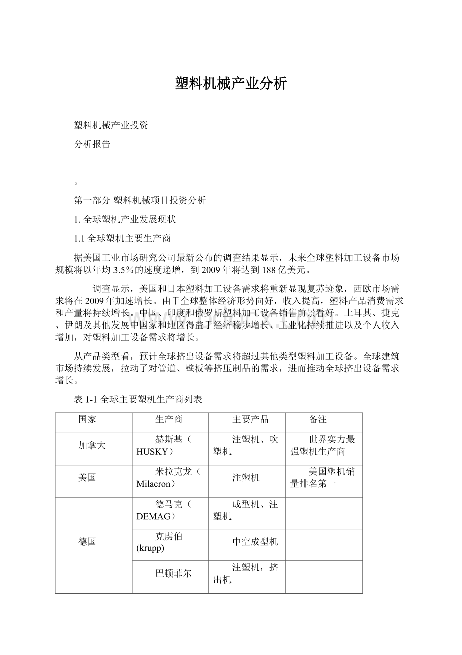 塑料机械产业分析Word文件下载.docx