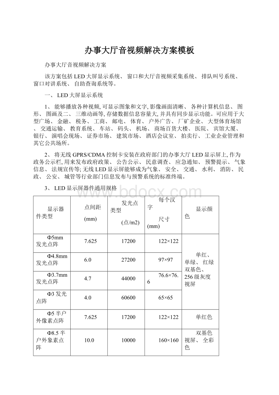 办事大厅音视频解决方案模板Word格式文档下载.docx_第1页