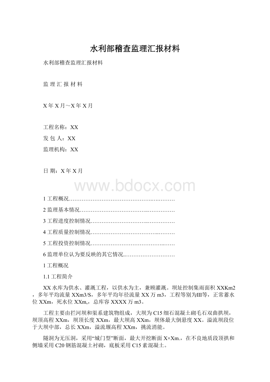 水利部稽查监理汇报材料.docx_第1页