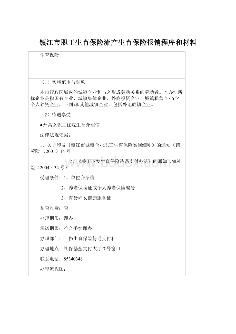 镇江市职工生育保险流产生育保险报销程序和材料.docx_第1页