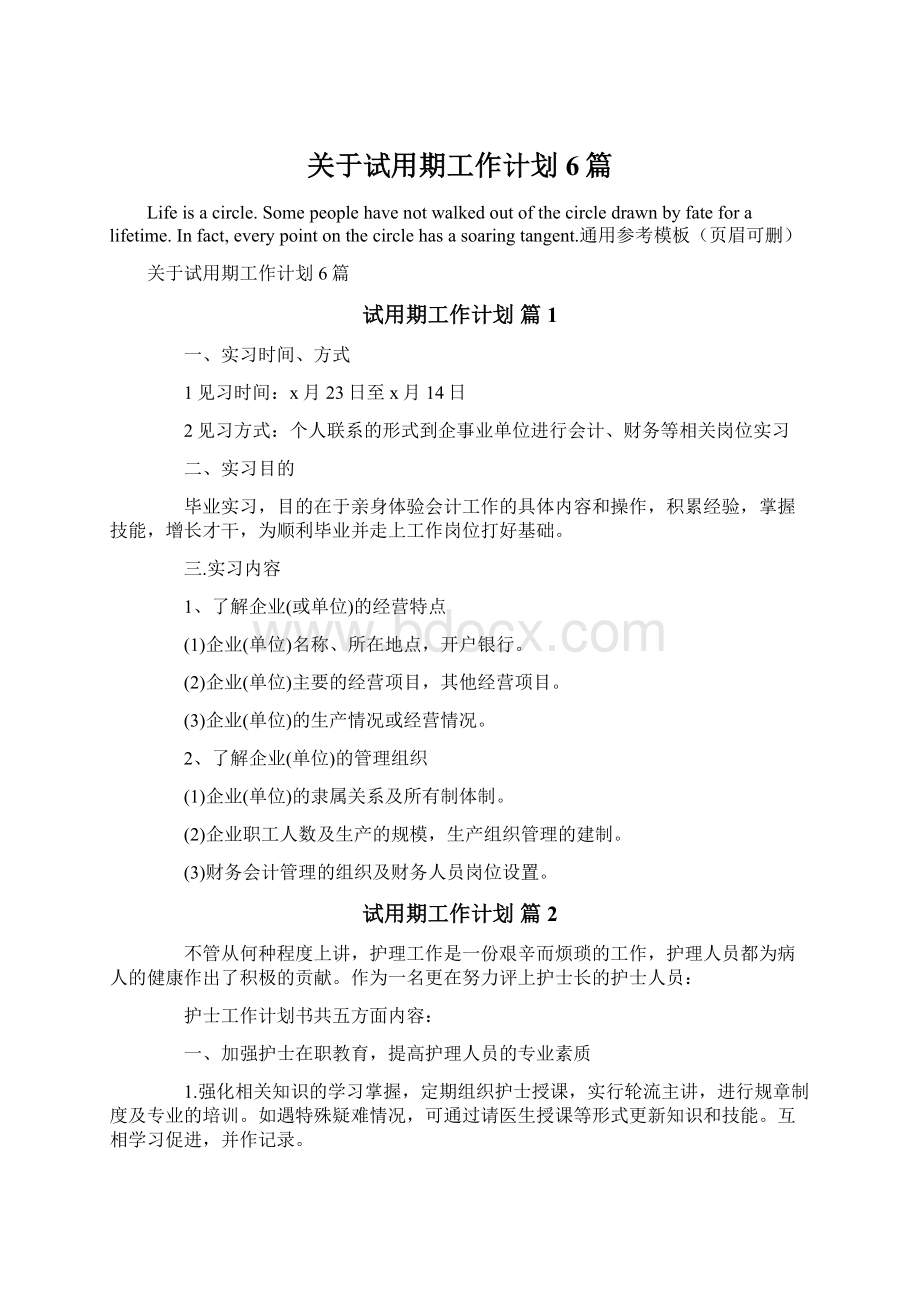 关于试用期工作计划6篇.docx_第1页