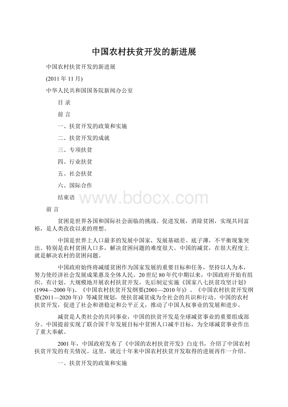 中国农村扶贫开发的新进展文档格式.docx