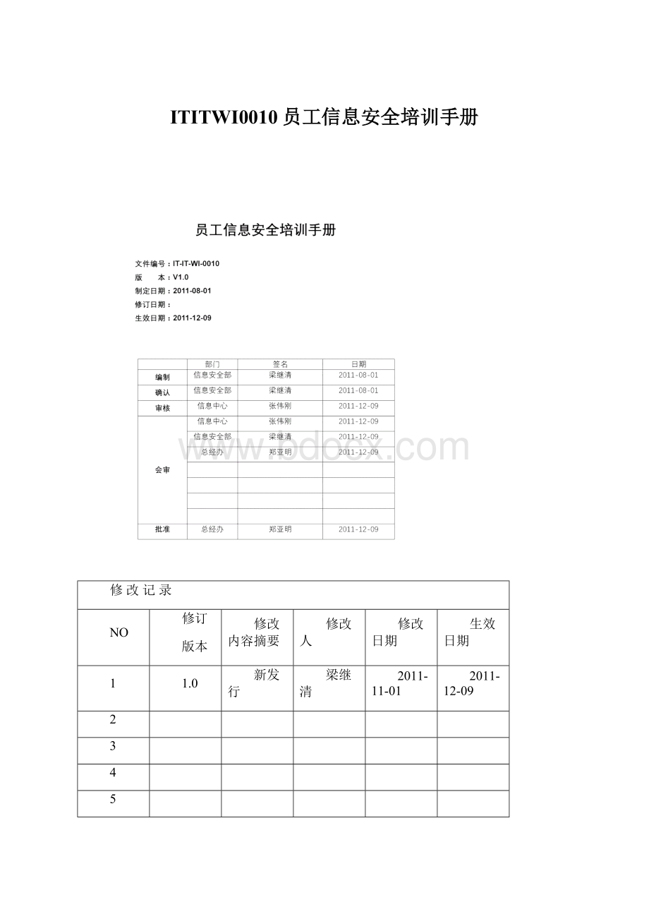 ITITWI0010员工信息安全培训手册.docx_第1页