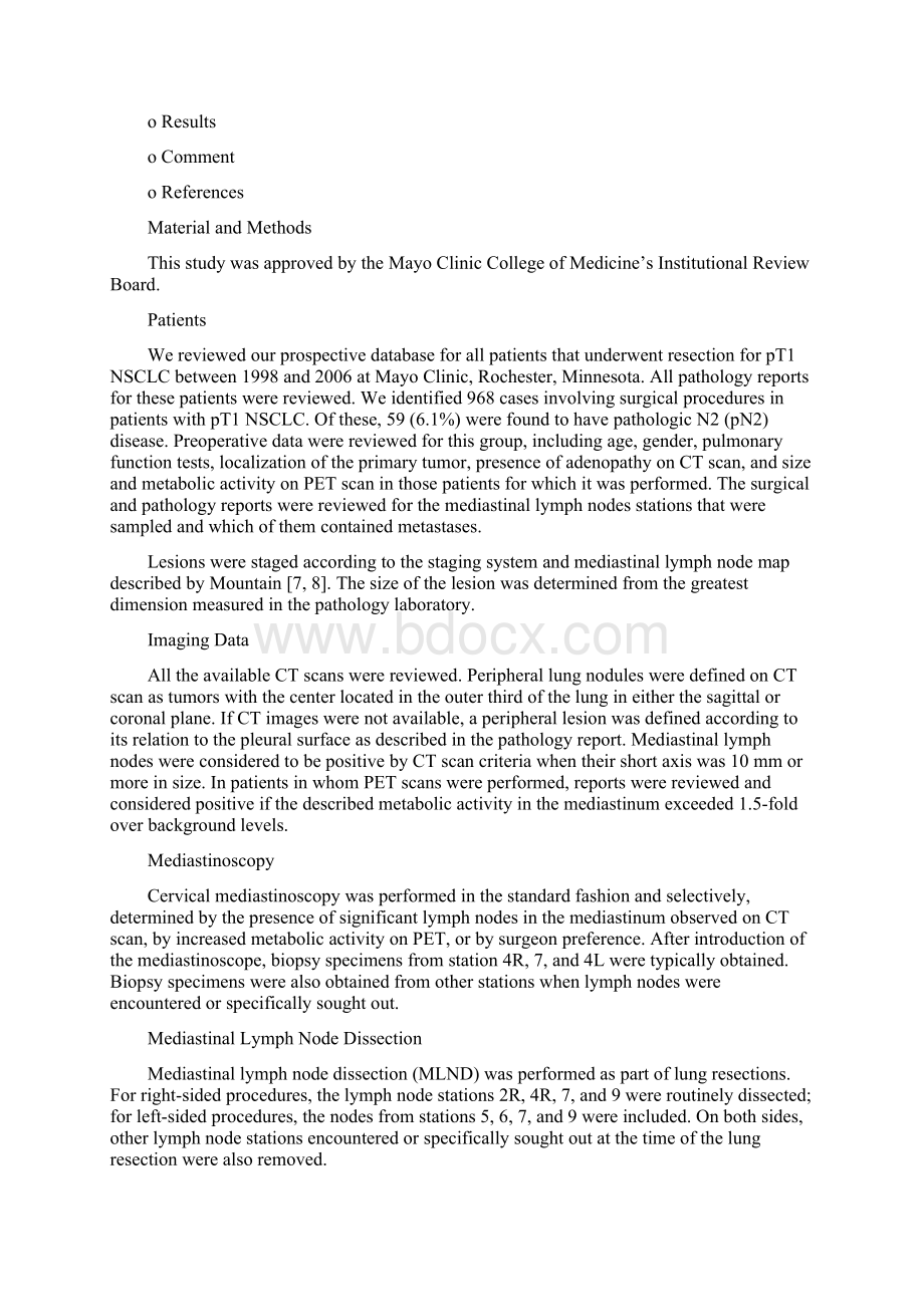 N2 Disease in T1 NonSmall Cell Lung Cancer文档格式.docx_第3页