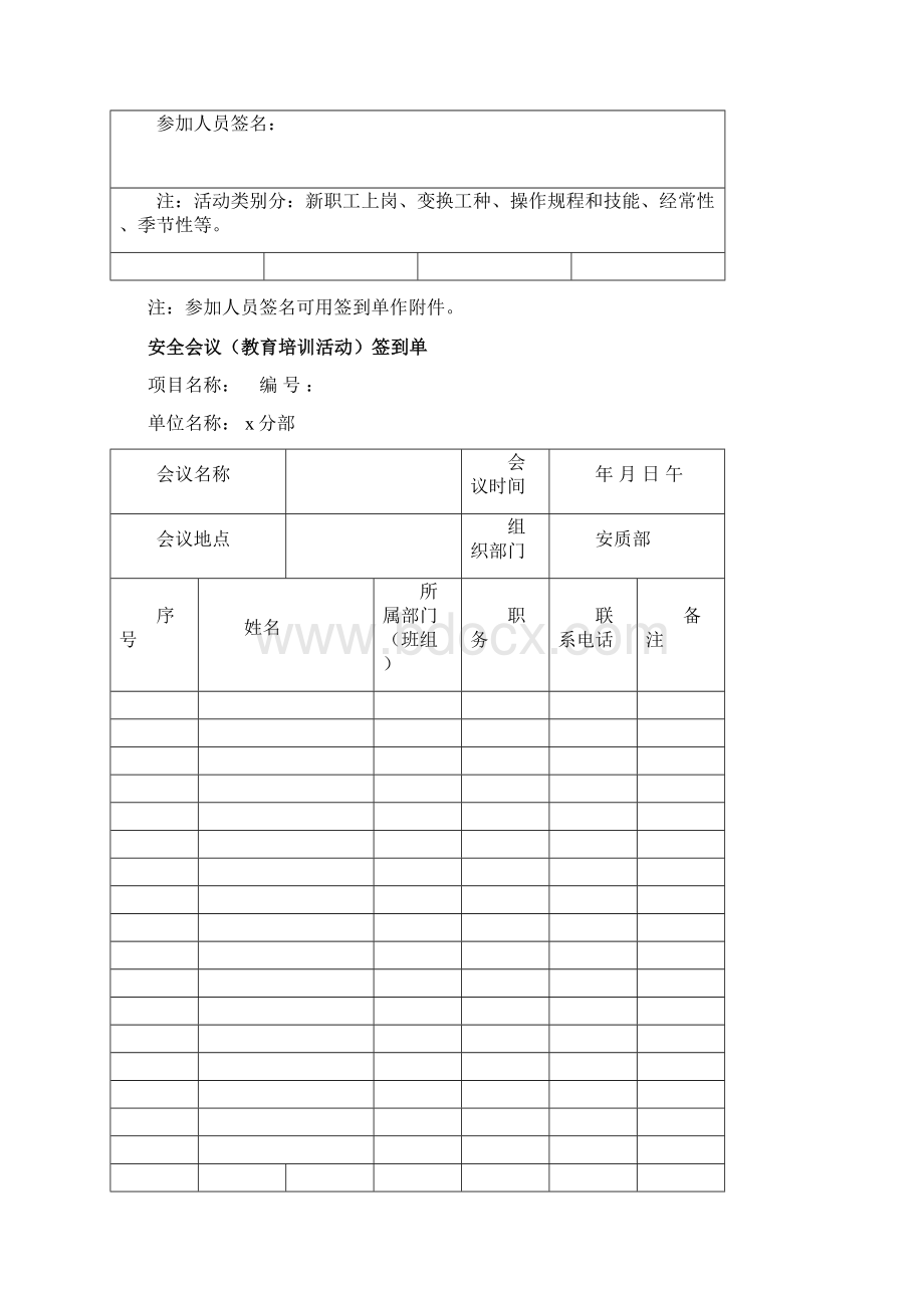 施工安全作业记录表格大全范本Word文档下载推荐.docx_第2页