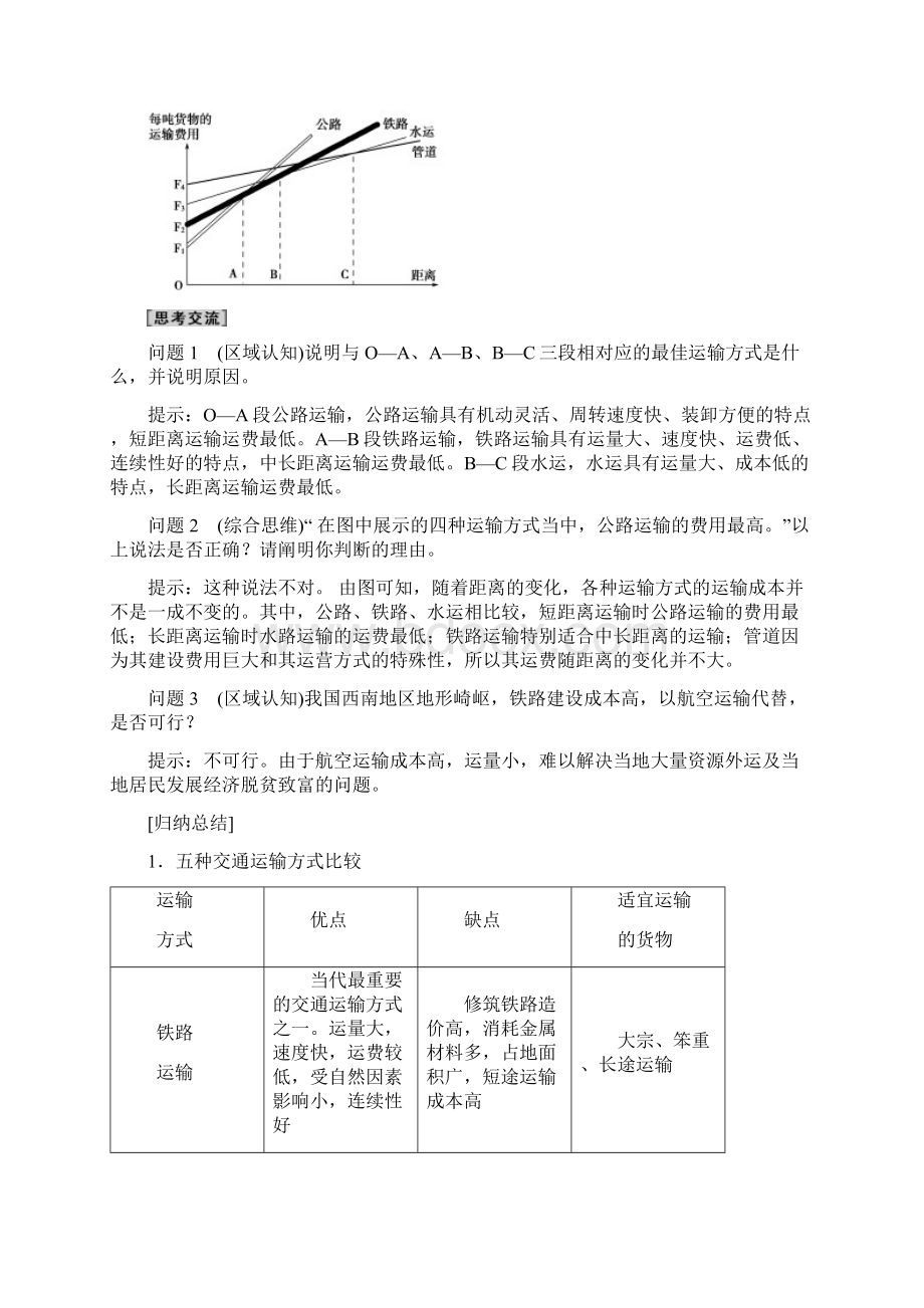 新教材学年中图版地理必修第二册教师用书第3章 第4节 运输方式和交通布局与区域发展的关系文档格式.docx_第3页