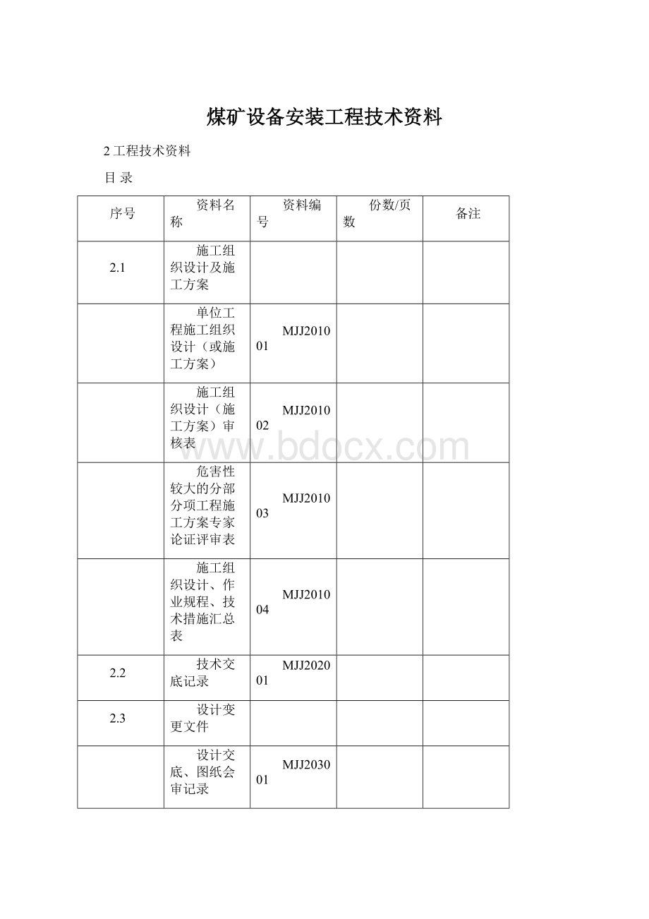 煤矿设备安装工程技术资料.docx_第1页