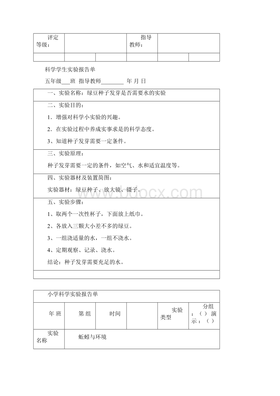 小学教科版五年级上册科学实验报告单.docx_第3页