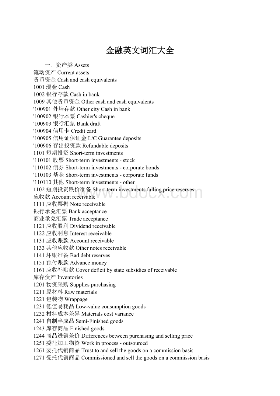 金融英文词汇大全.docx