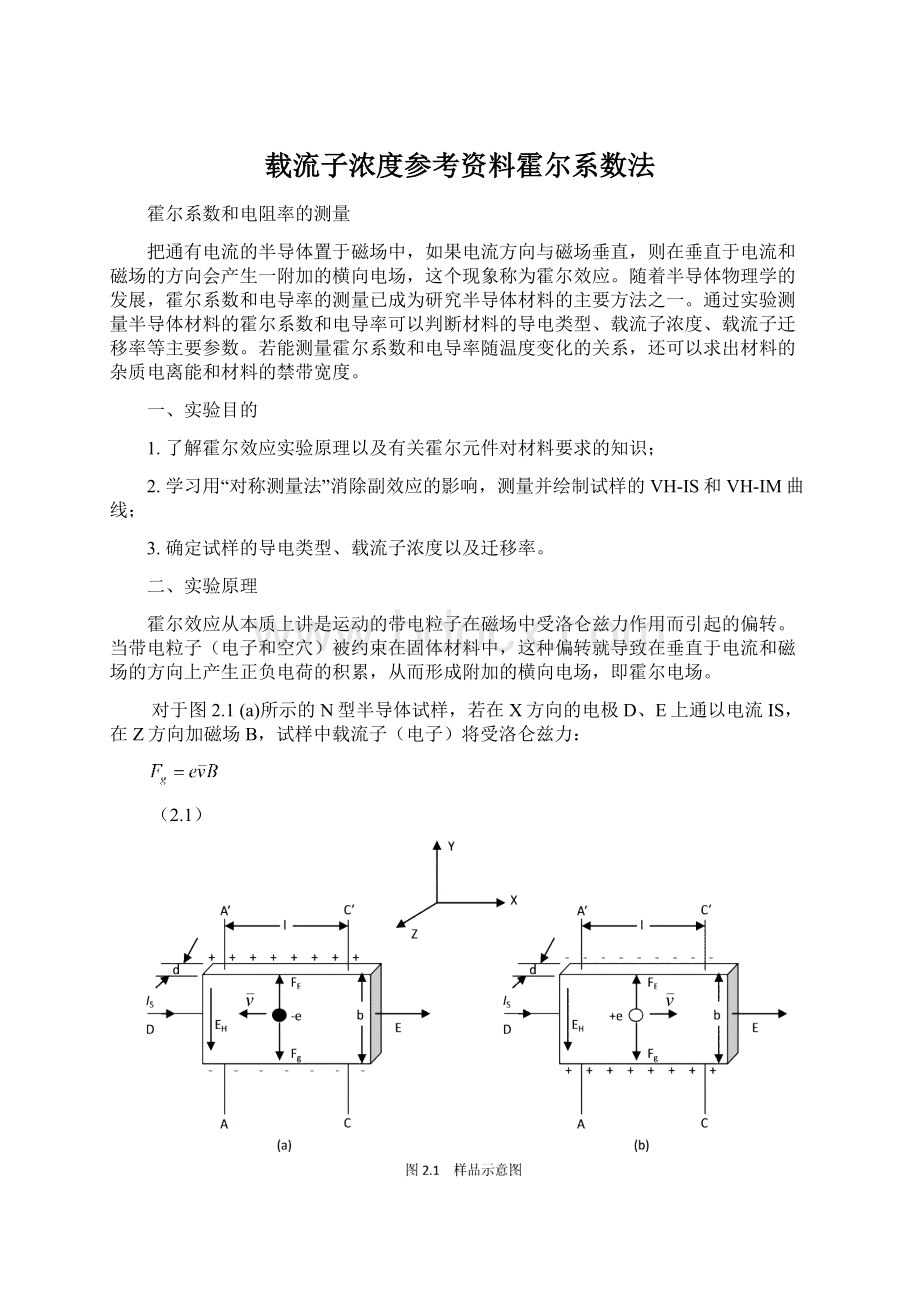 载流子浓度参考资料霍尔系数法Word文件下载.docx_第1页