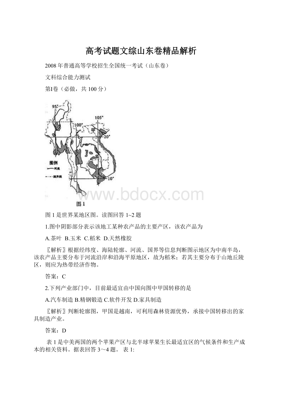 高考试题文综山东卷精品解析.docx_第1页