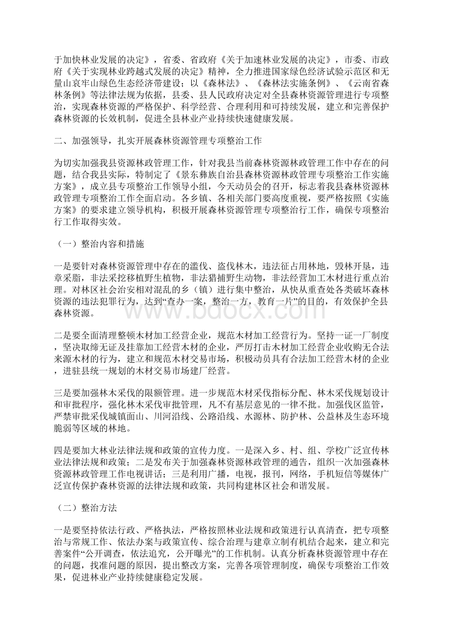 副县长在全县森林资源林政管理专项整治工作动员会上的讲话Word文档格式.docx_第2页